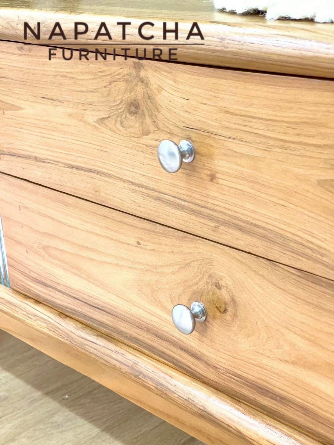 ตู้วางทีวีไม้สักแท้ NAPATCHA FURNITURE รุ่นลูกฟูกกระจก ไม้สักแท้ ขนาด 180X45X50 ซม. สีไม้สักธรรมชาติ_8